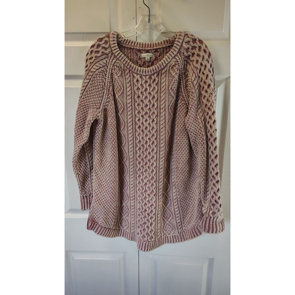L.L. Bean Signature Chunky Cable Knit Marled Crewneck Sweater XL